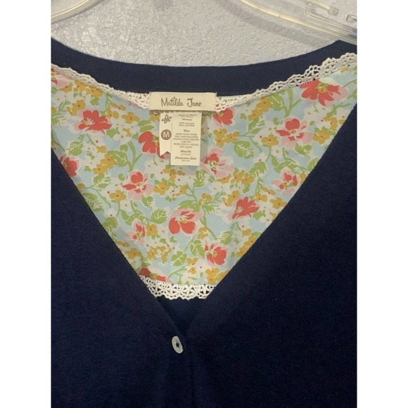 Matilda Jane Hello Lovely Secret Greeting Navy Button Front Cardigan Medium - Picture 7 of 8